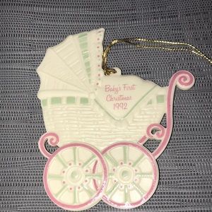 Avon 1992 Baby’s First Christmas Porcelain Ornament Carriage Stroller